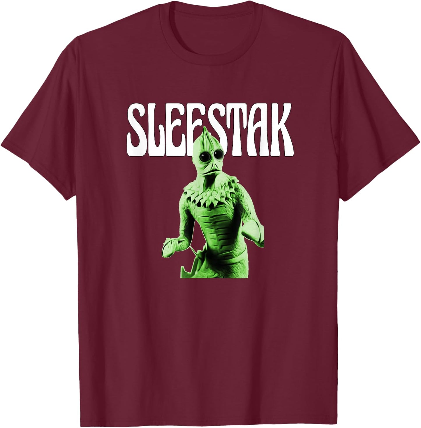 Retro Sleestak reptilian alien graphic T-Shirt - T-Shirt | Maroon