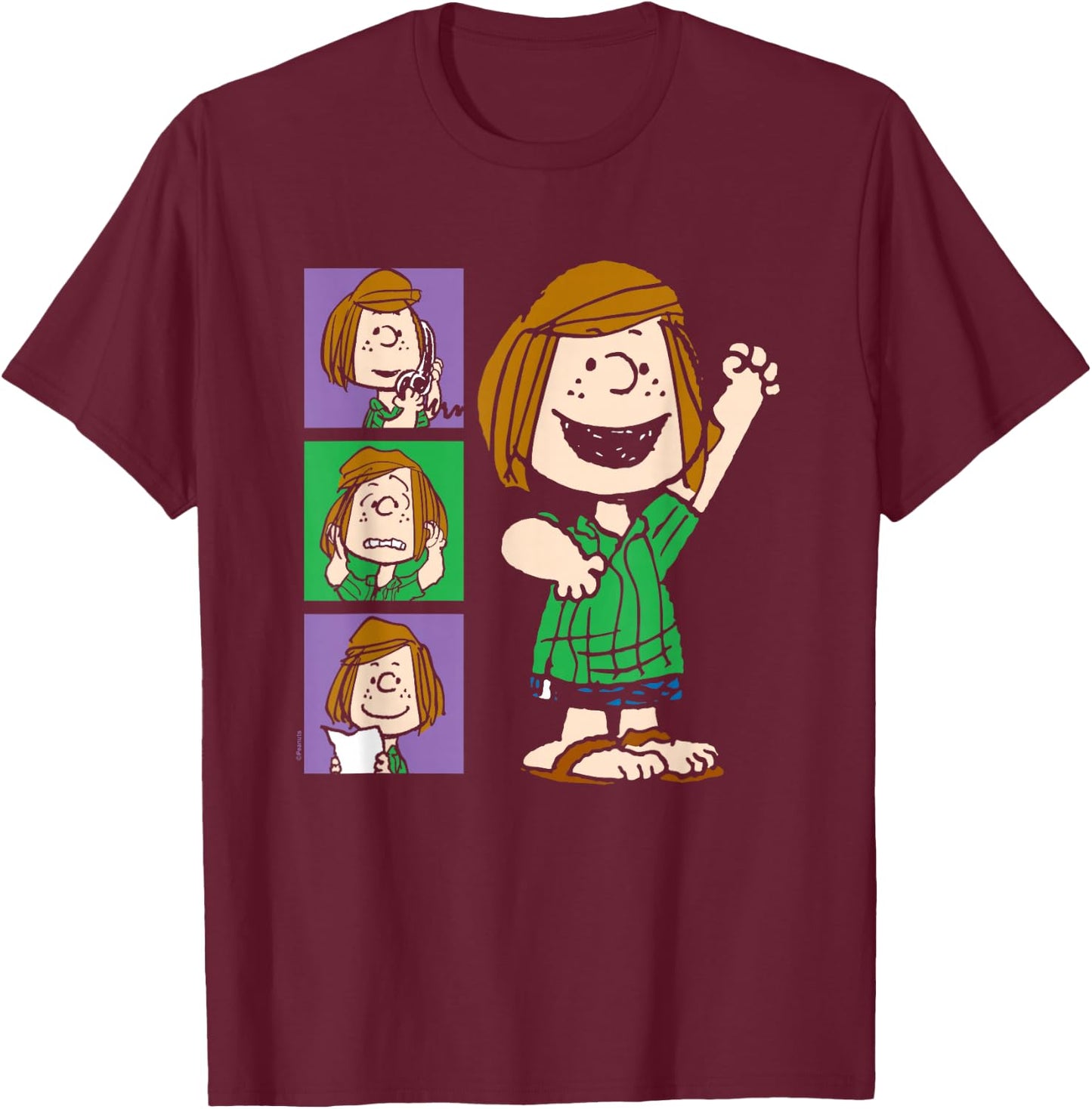Peanuts - Patty Grid T-Shirt - T-Shirt | Maroon