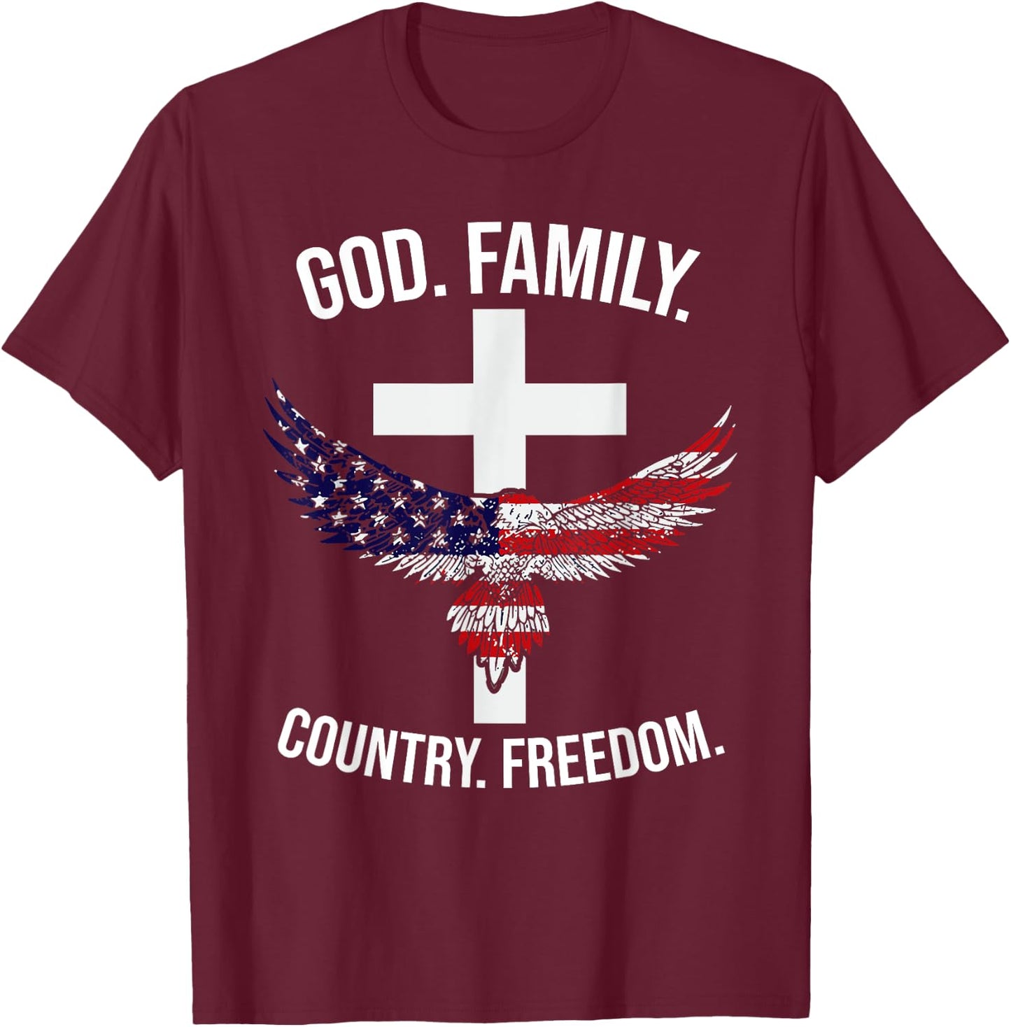 God Family Country Freedom Patriotic Country Music Lover Men T-Shirt - T-Shirt | Maroon