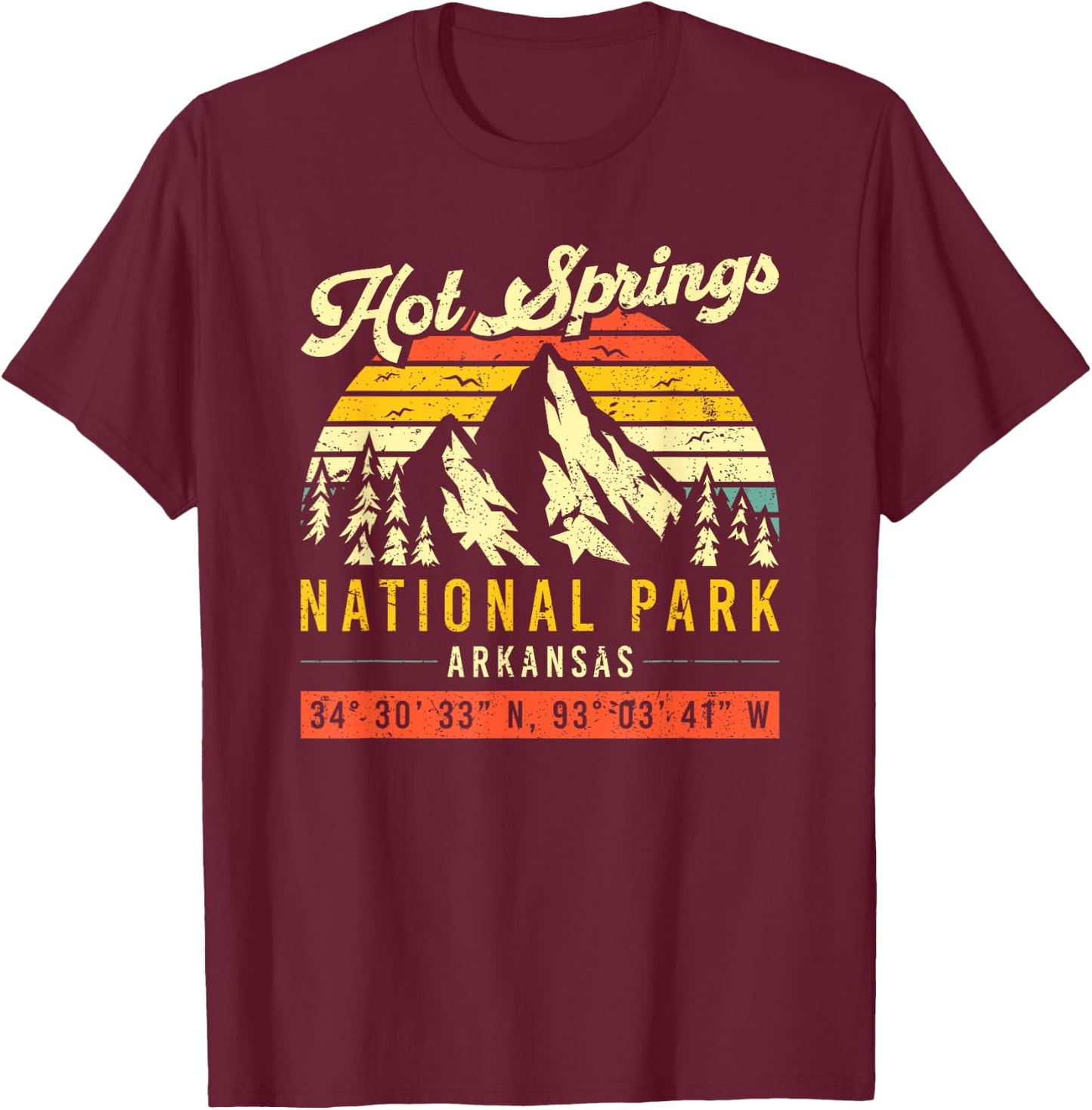 Hot Springs Vintage Retro Arkansas National Park T-Shirt - T-Shirt | Maroon