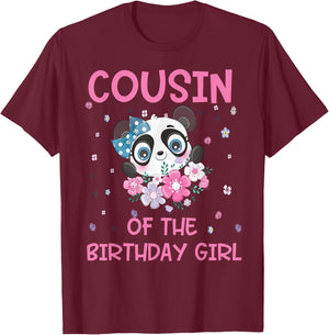 Cousin Of The Birthday Girl Panda Bear Party Matching Family T-Shirt - T-Shirt | Maroon