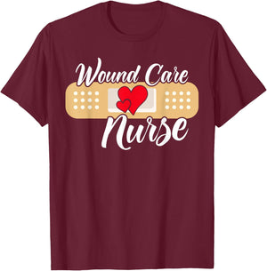 Cute Wound Care Nurse Heart T-Shirt - T-Shirt | Maroon