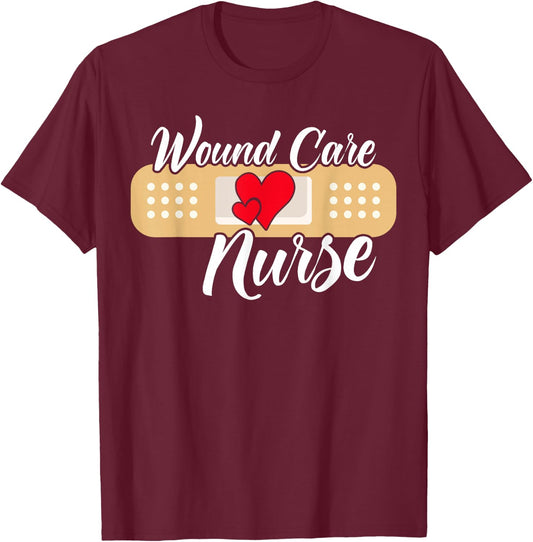Cute Wound Care Nurse Heart T-Shirt - T-Shirt | Maroon