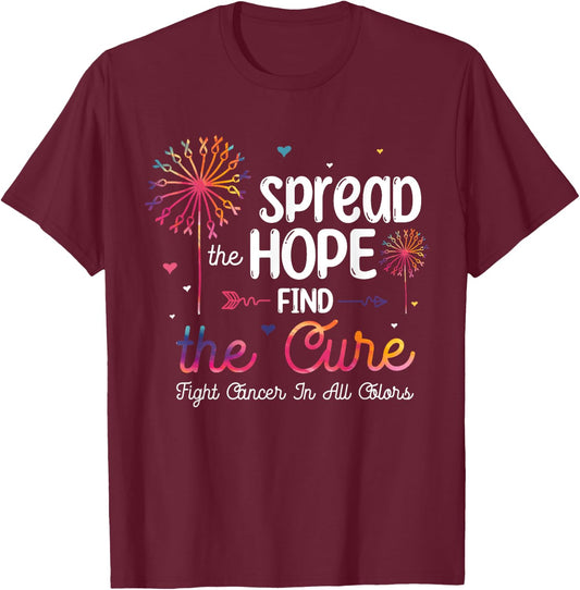 Fight Cancer In All And Every Color - Ribbons Flower Heart T-Shirt - T-Shirt | Maroon