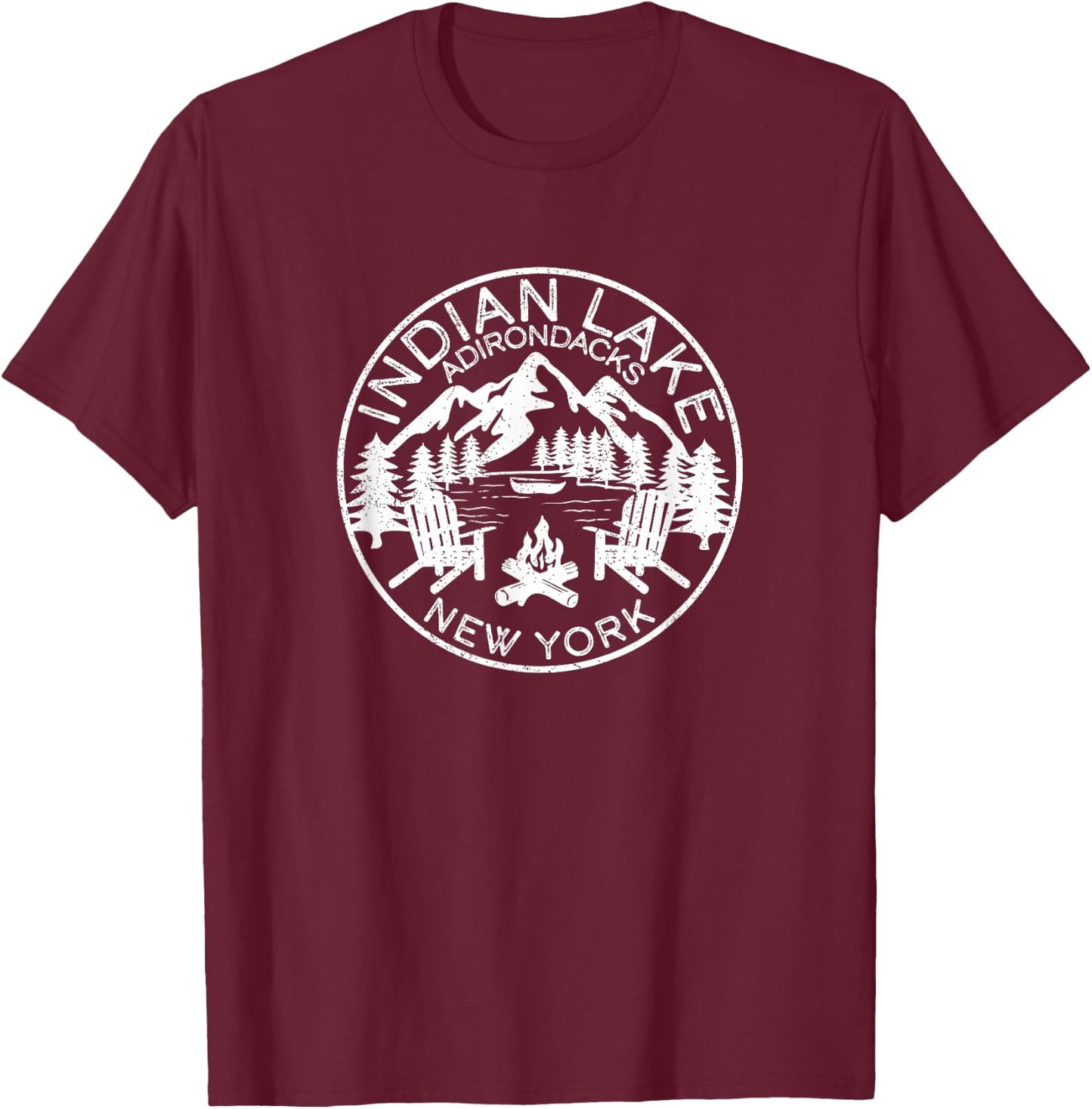 Indian Lake Adirondacks New York T-Shirt - T-Shirt | Maroon