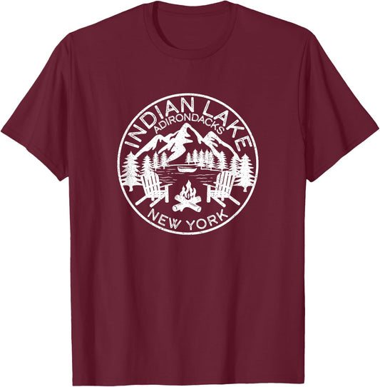 Indian Lake Adirondacks New York T-Shirt - T-Shirt | Maroon