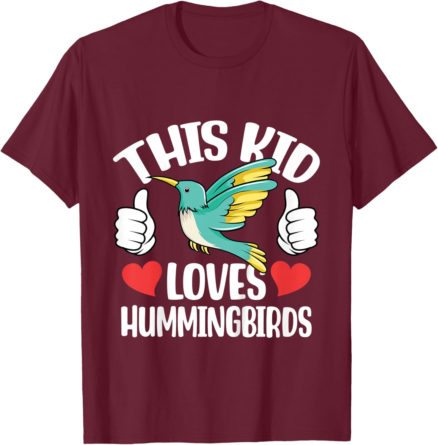 Kids This Kid Loves Hummingbird Lover Toddlers Boys Girls Graphic T-Shirt - T-Shirt | Maroon