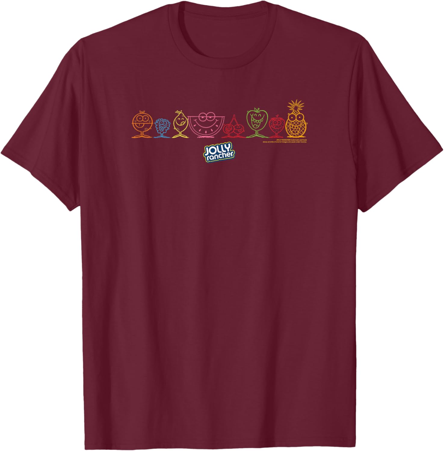 Jolly Rancher Happy Fruits Gang Iconic Logo T-Shirt - T-Shirt | Maroon