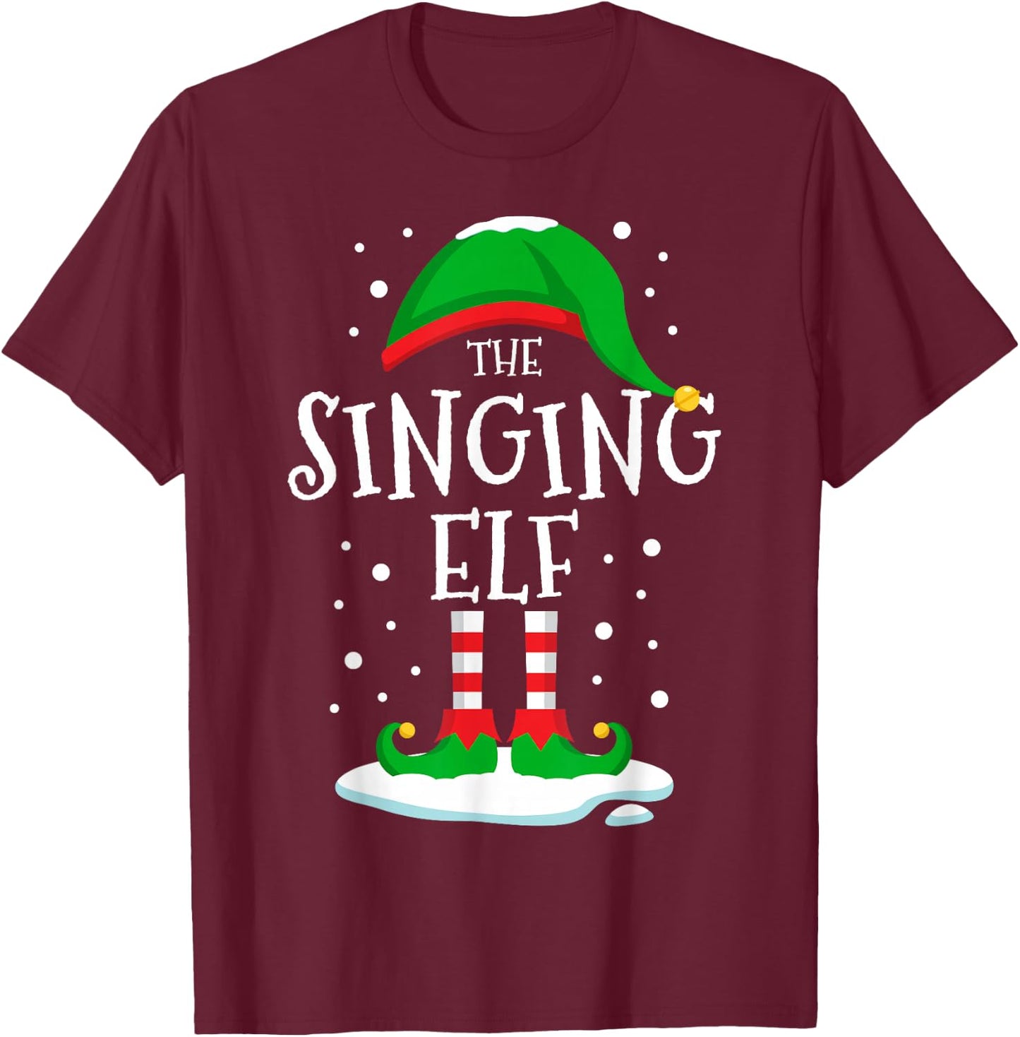 The Singing Elf Christmas Family Matching Xmas Singer Funny T-Shirt - T-Shirt | Maroon