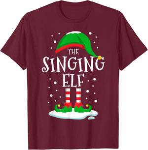 The Singing Elf Christmas Family Matching Xmas Singer Funny T-Shirt - T-Shirt | Maroon