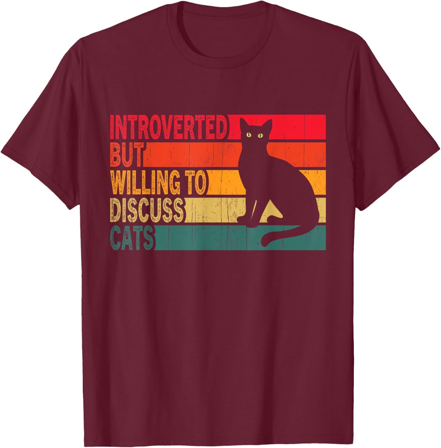 Introverted But Willing To Discuss Cats Vintage Cat Lover Women T-Shirt - T-Shirt | Maroon