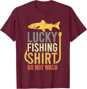Lucky Fishing-Shirt Youth Kids Boys Trout Funny T-Shirt - T-Shirt | Maroon