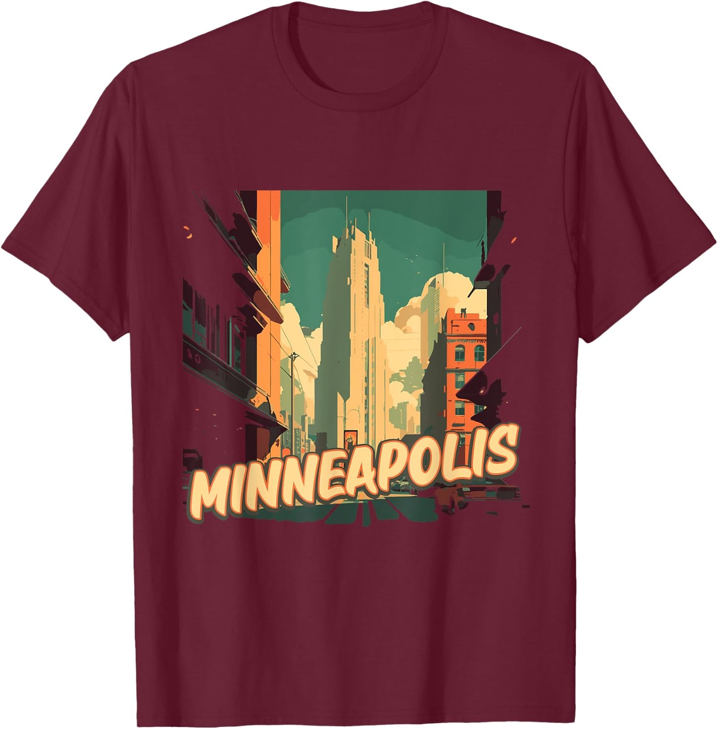 Minneapolis Retro Twin Cities Vintage US Cities Traveling T-Shirt - T-Shirt | Maroon