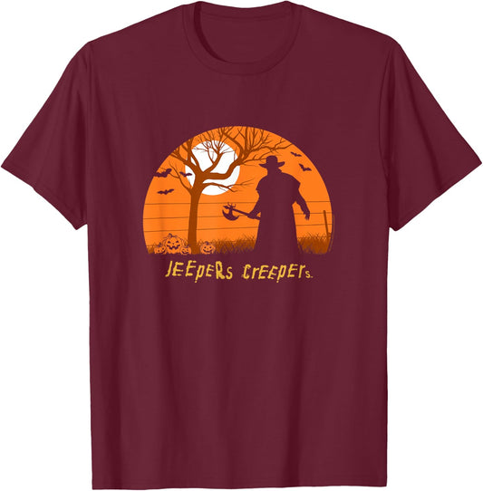 Jeepers Creepers Halloween Midnight Haunting Silhouette T-Shirt - T-Shirt | Maroon