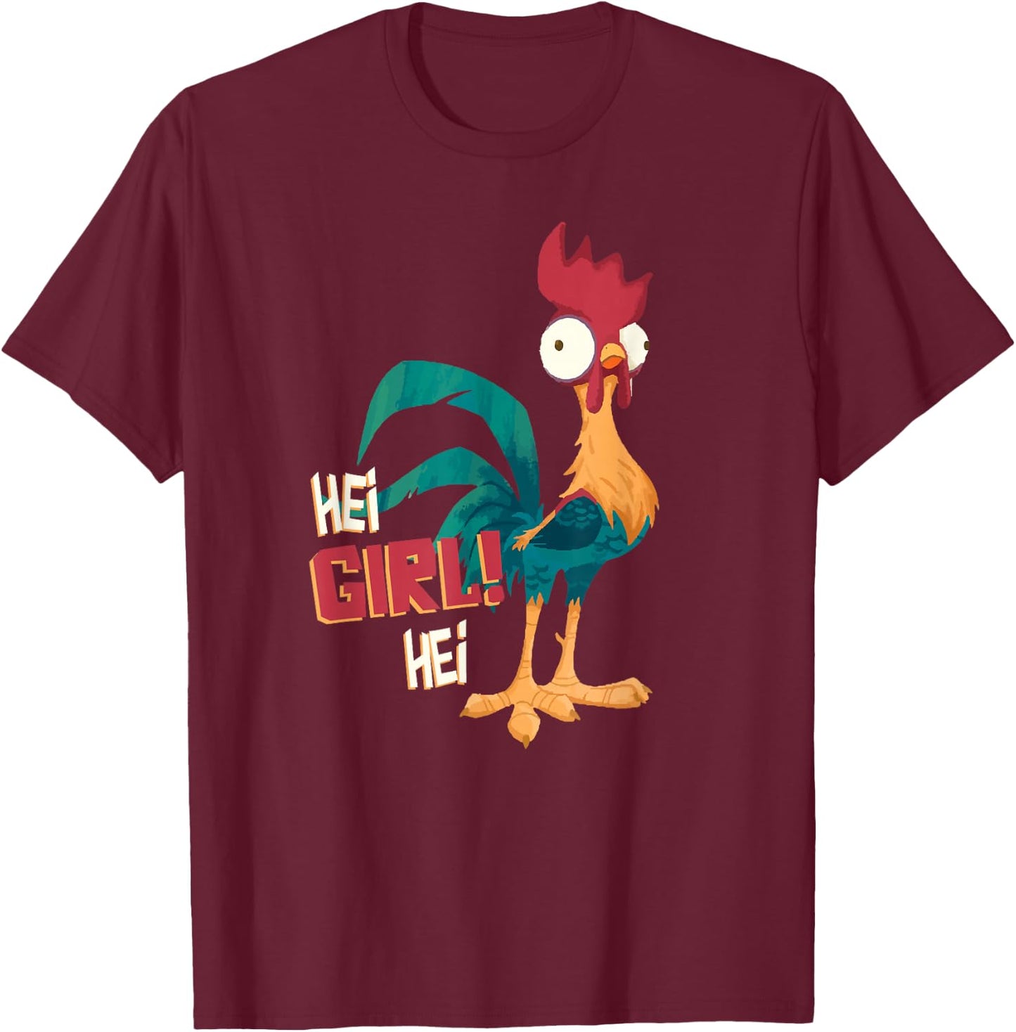 Disney Moana Hei Hei Chicken Hei Girl Hei T-Shirt - T-Shirt | Maroon