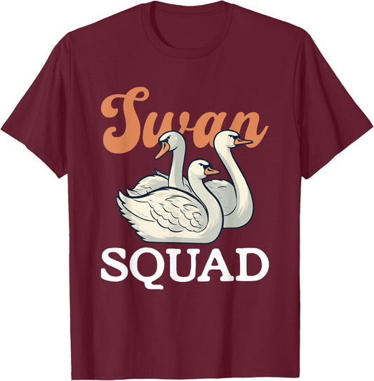 Swan Squad Nature Lover Wildlife Forest Animals T-Shirt - T-Shirt | Maroon