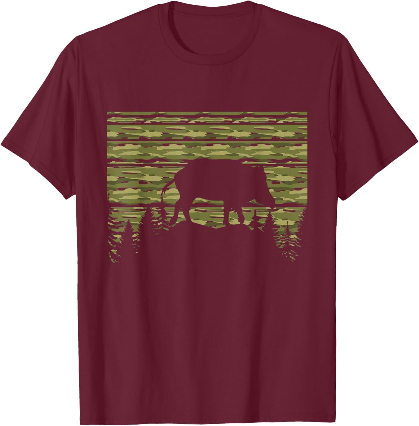 American Hog Hunter for Hog with Camouflage pattern T-Shirt - T-Shirt | Maroon