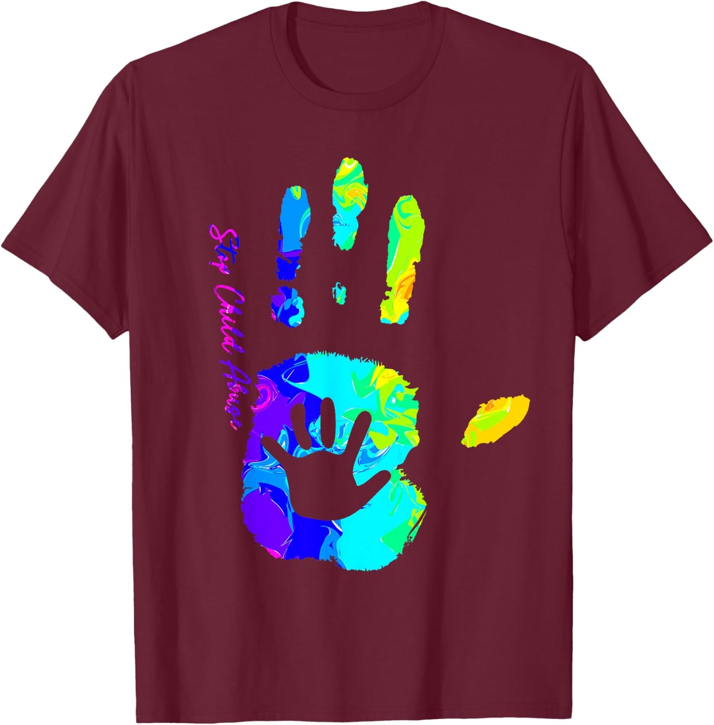 Stop Child Abuse Shirts Tie Dye Child Abuse Awareness Month T-Shirt - T-Shirt | Maroon
