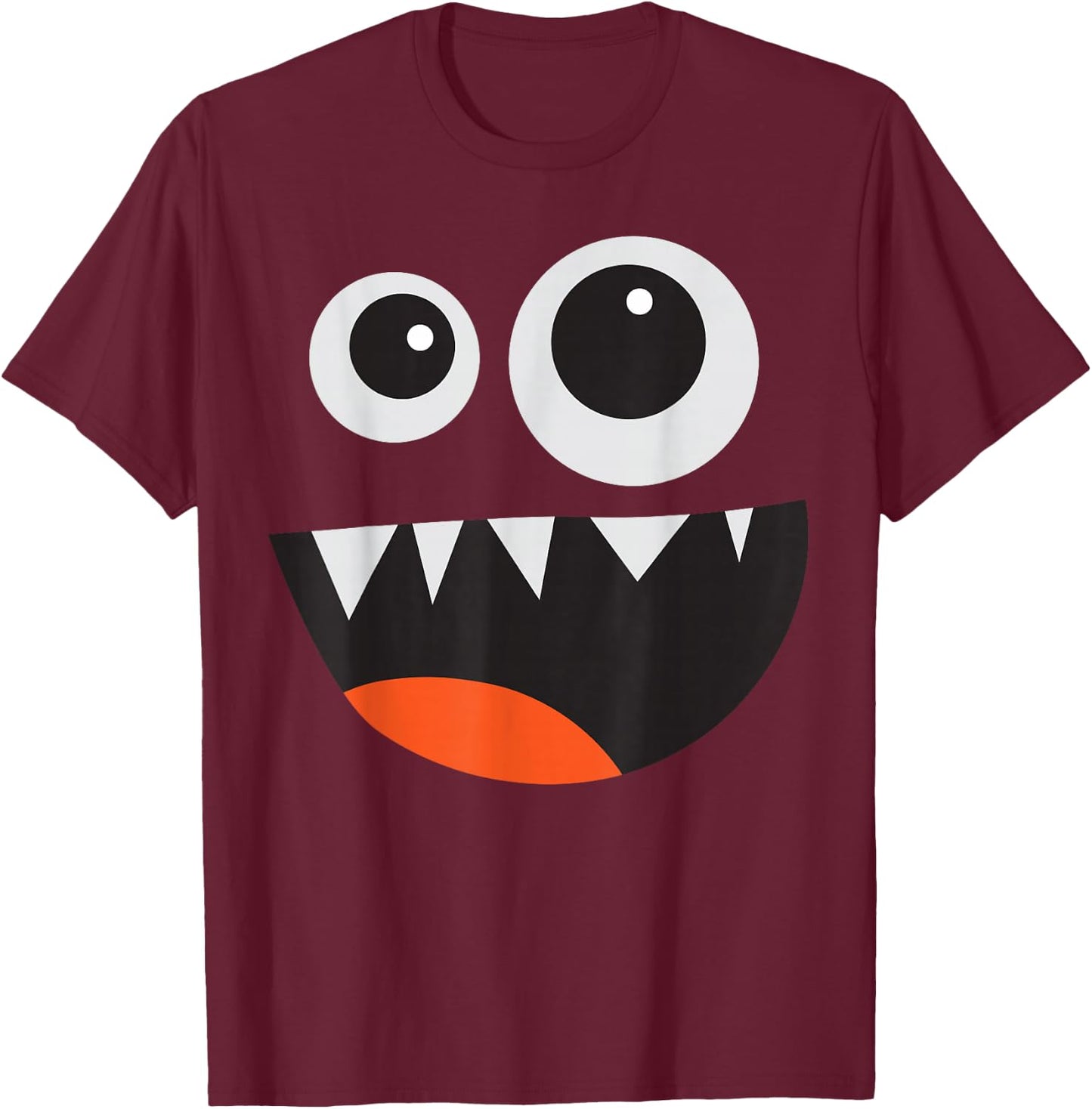 Cute Monster Costume Easy Costume for Kids Monster Face T-Shirt - T-Shirt | Maroon