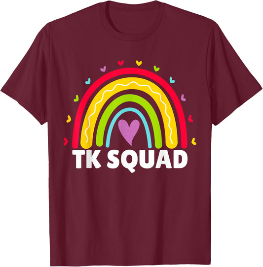TK Squad Rainbow Transitional Kindergarten Teacher Cute TK T-Shirt - T-Shirt | Maroon