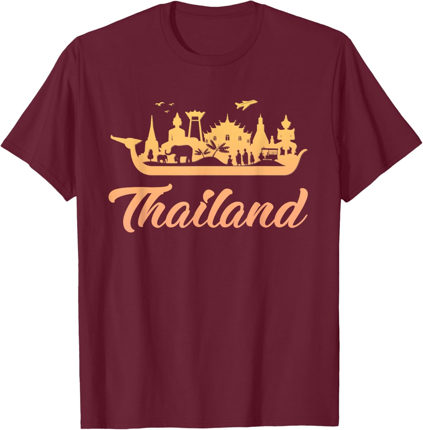 Thailand | Travel Vacation | Elephant Thailand T-Shirt - T-Shirt | Maroon