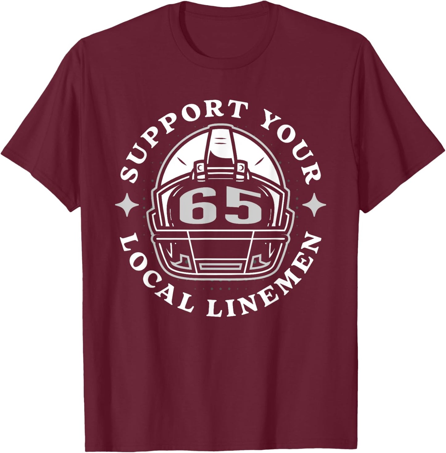 # 65 Funny Football Lineman Linemen O Line D Offense Defense T-Shirt - T-Shirt | Maroon