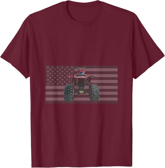 Vintage Three Wheeler American Flag ATC ATV Retro 3 Wheeler T-Shirt - T-Shirt | Maroon
