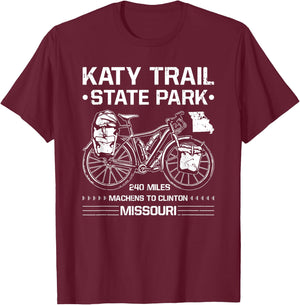 Katy Trail State Park Missouri Cycling Hiking Bike Midwest T-Shirt - T-Shirt | Maroon