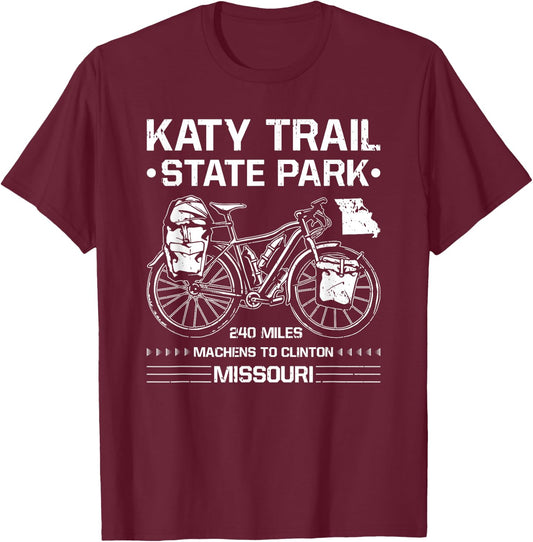 Katy Trail State Park Missouri Cycling Hiking Bike Midwest T-Shirt - T-Shirt | Maroon