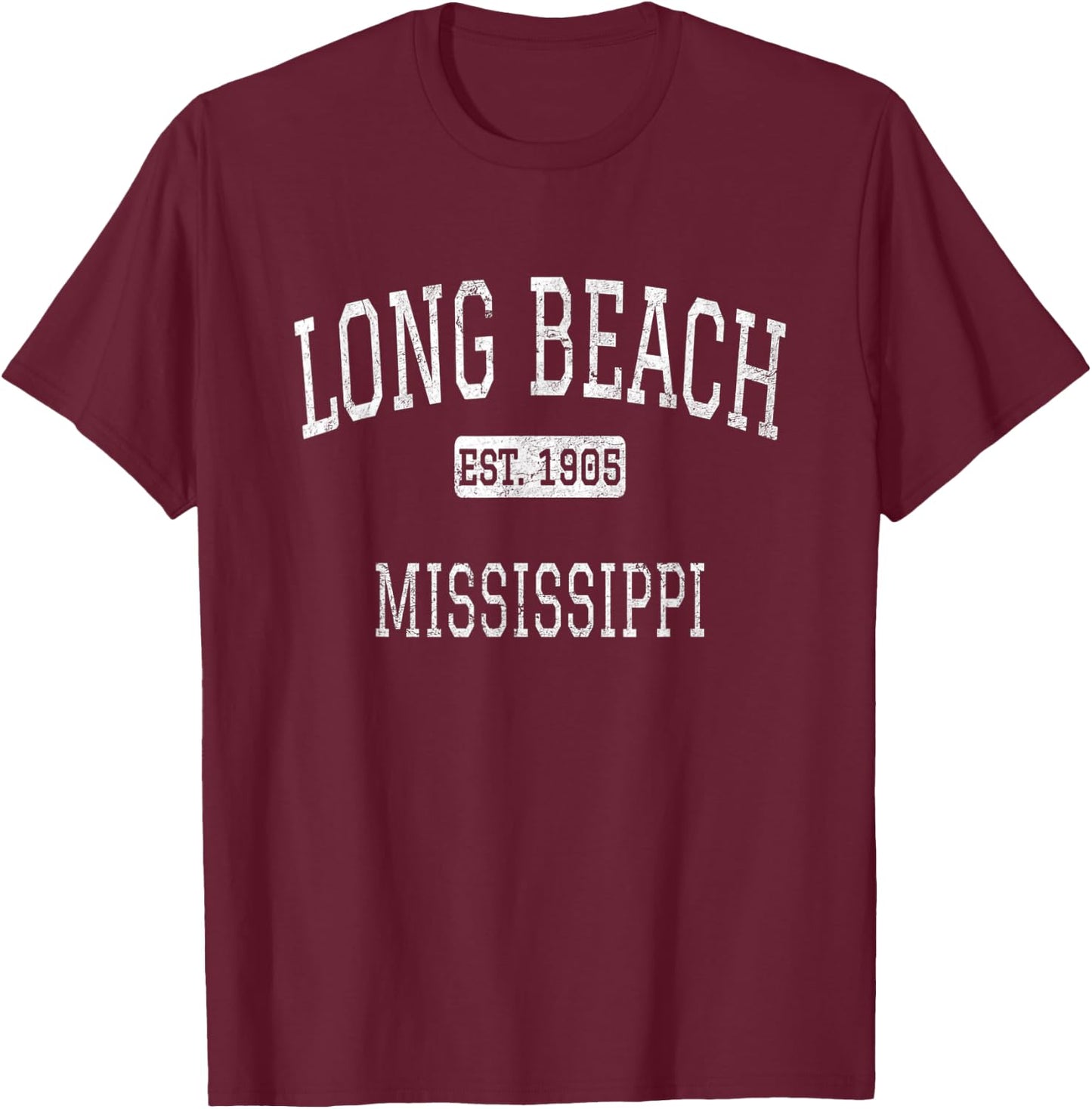 Long Beach Mississippi MS Vintage T-Shirt - T-Shirt | Maroon