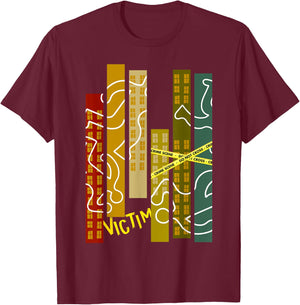 Crime Scene Victim Murder Mystery Dinner Chalk Outline T-Shirt - T-Shirt | Maroon