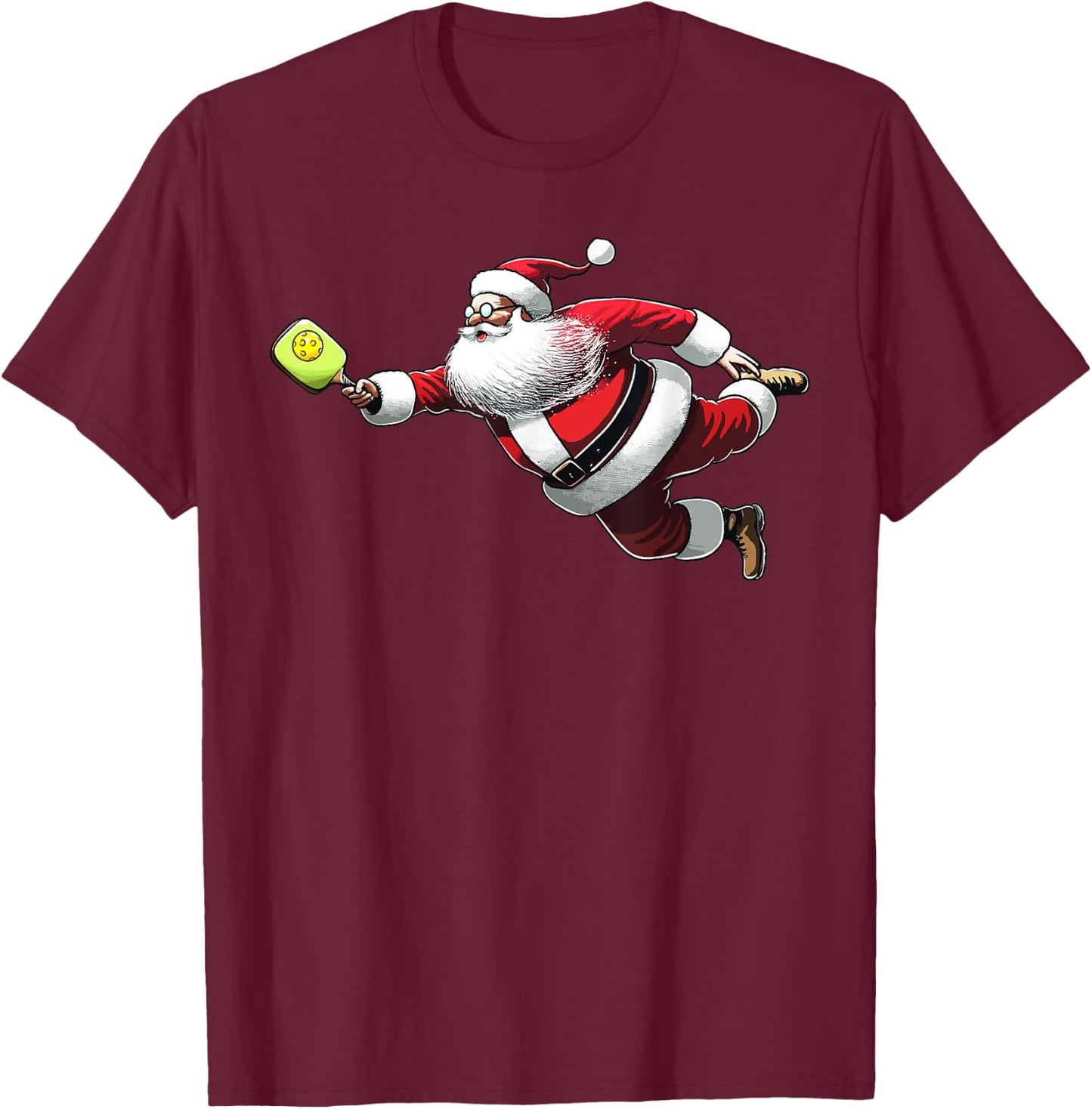 Funny Pickleball Lover Christmas Santa Claus Men Women T-Shirt - T-Shirt | Maroon