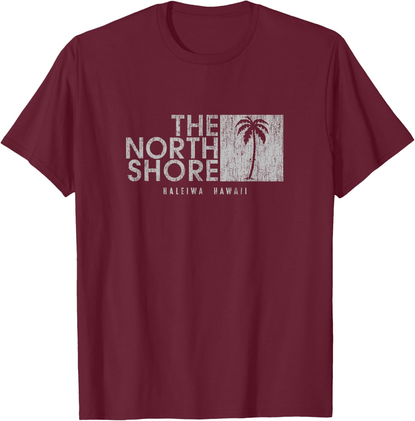 The North Shore Hawaii Palm Tree Vintage Style T-Shirt - T-Shirt | Maroon