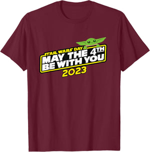 Star Wars Day May the 4th Be With You 2023 Logo Grogu T-Shirt - T-Shirt | Maroon