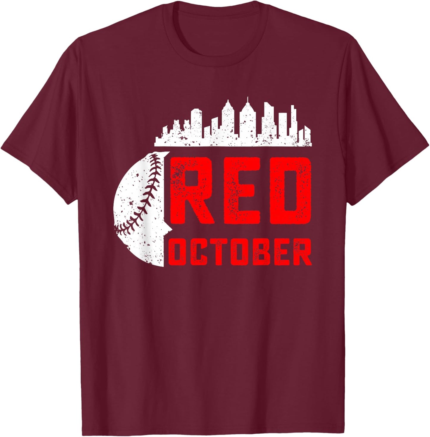 Funny In October We Red Baseball T-Shirt - T-Shirt | Maroon