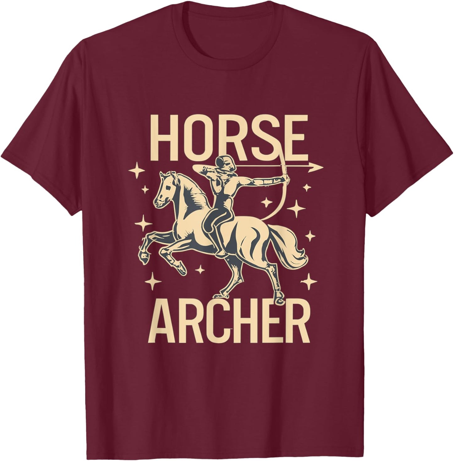 Horse Lover Retro Bow Mounted Archery Horse Archer T-Shirt - T-Shirt | Maroon
