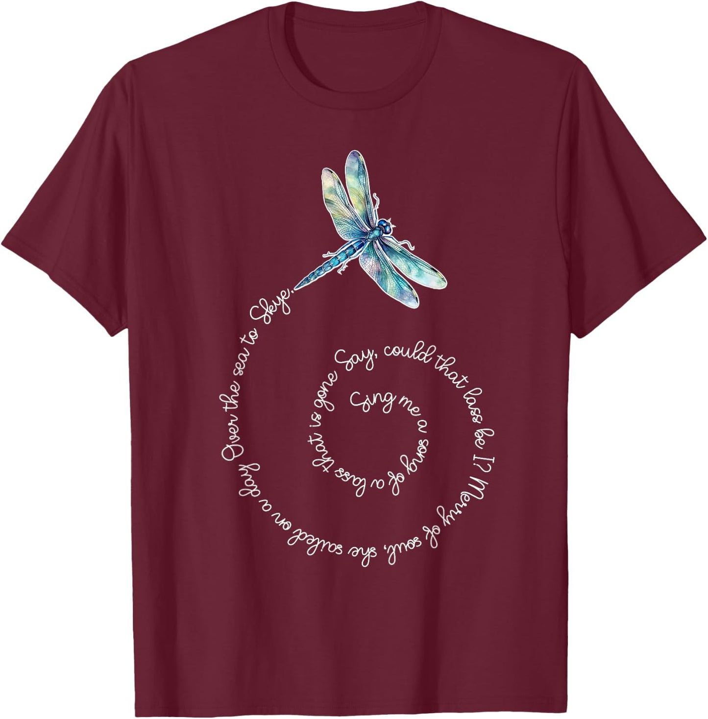 Savvy Designs Stl Skye Boat Song Watercolor Dragonfly T-Shirt - T-Shirt | Maroon