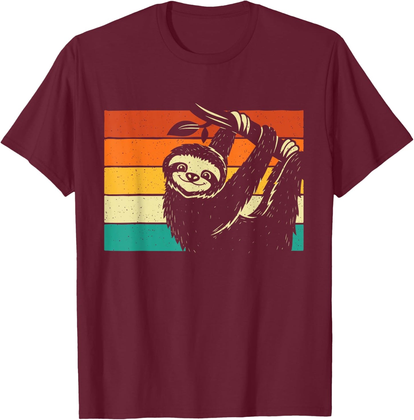 Retro Vintage Hanging Sloth - Nature Animal Lover Zookeeper T-Shirt - T-Shirt | Maroon
