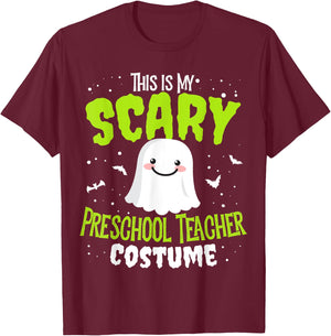 Funny Halloween This is my Scary Preschool Teacher Custome Women Kids T-Shirt - T-Shirt | Maroon
