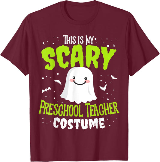 Funny Halloween This is my Scary Preschool Teacher Custome Women Kids T-Shirt - T-Shirt | Maroon
