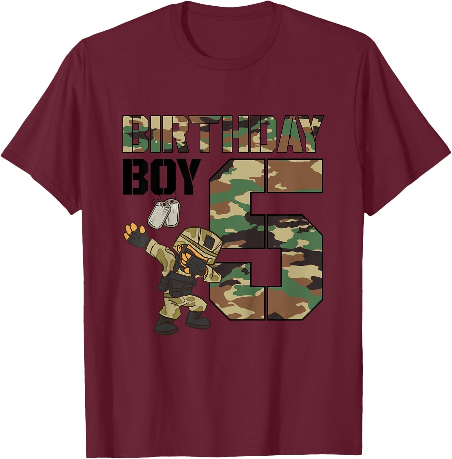 Kids 5 Year Old Boy Military Army 5th Birthday Boy Matching T-Shirt - T-Shirt | Maroon