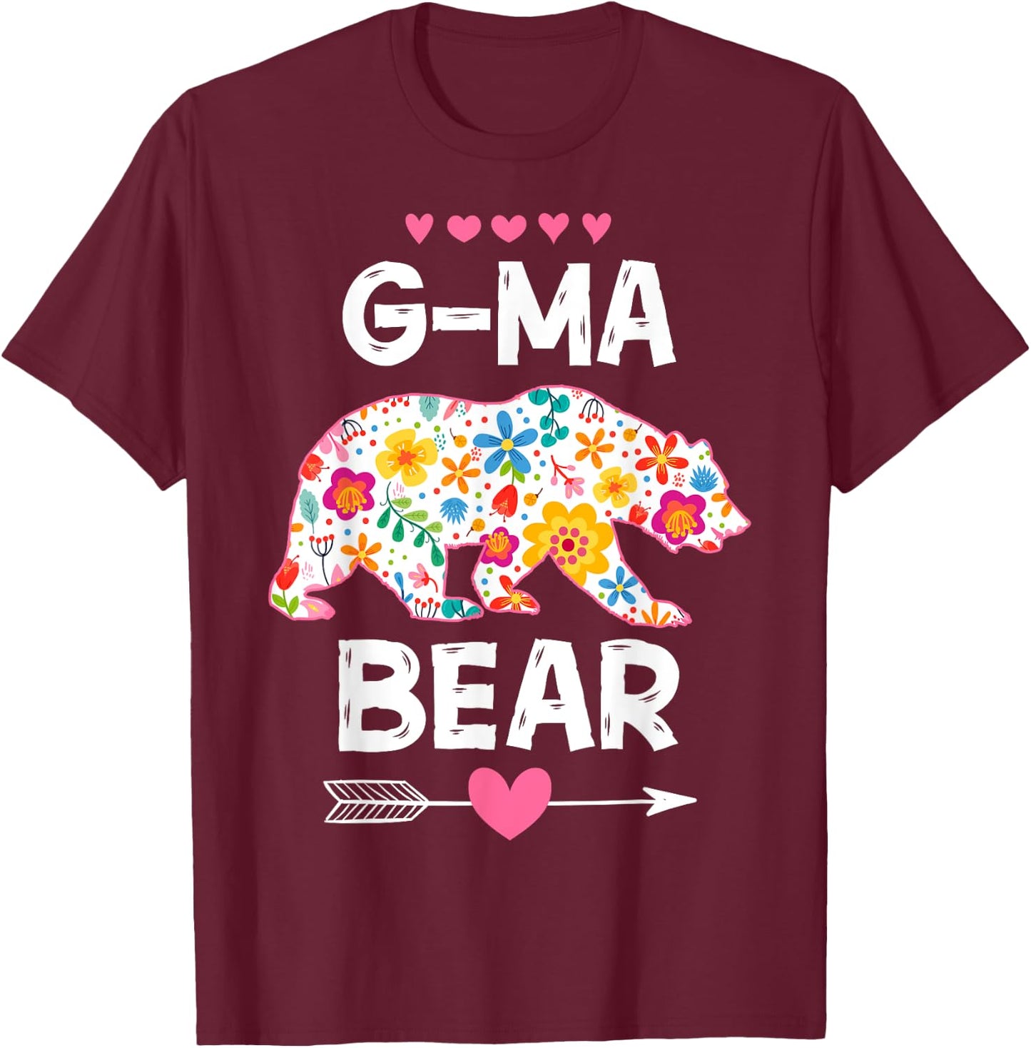G-Ma Bear Cute Floral Mother's Day Family Matching Party T-Shirt - T-Shirt | Maroon