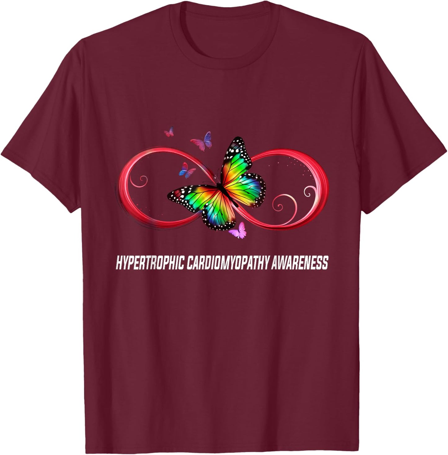 Infinity Butterfly Hypertrophic Cardiomyopathy Awareness T-Shirt - T-Shirt | Maroon