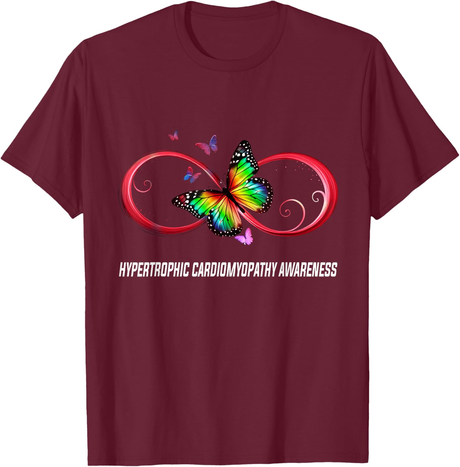 Infinity Butterfly Hypertrophic Cardiomyopathy Awareness T-Shirt - T-Shirt | Maroon