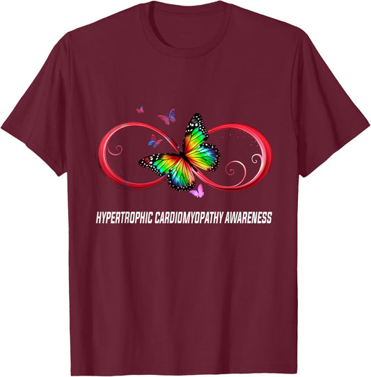 Infinity Butterfly Hypertrophic Cardiomyopathy Awareness T-Shirt - T-Shirt | Maroon