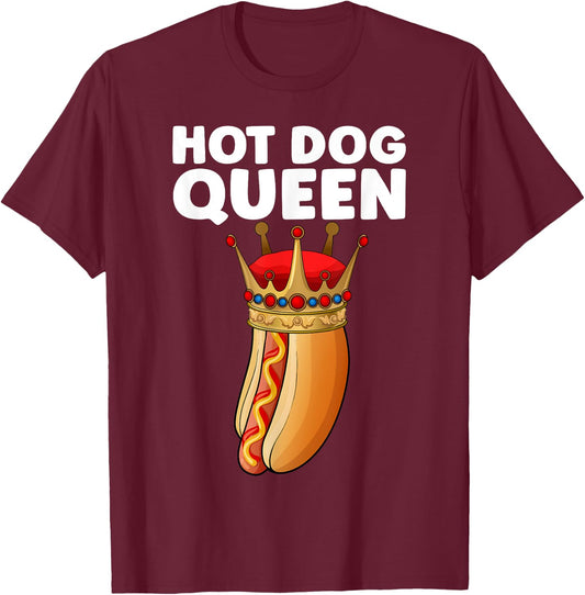 Cute Hot Dog Design Girls Sausage Hotdog Lovers T-Shirt - T-Shirt | Maroon
