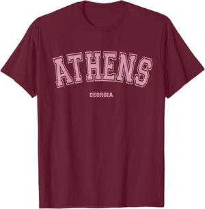 Pink Athens Georgia GA Varsity Style on Athens T-Shirt - T-Shirt | Maroon
