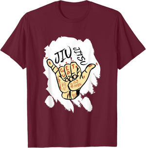 Brazilian Jiu Jitsu and Tattoo - BJJ and Grappling T-Shirt - T-Shirt | Maroon
