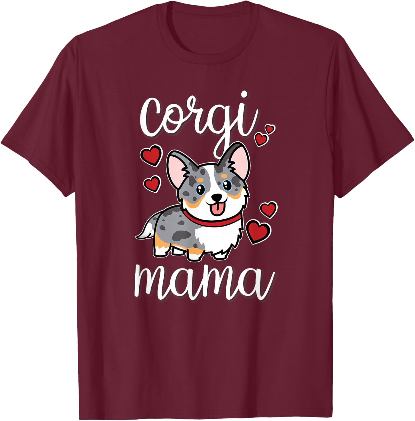 Funny Kawaii Mama Mom Cardigan Blue Merle Corgi Lover T-Shirt - T-Shirt | Maroon