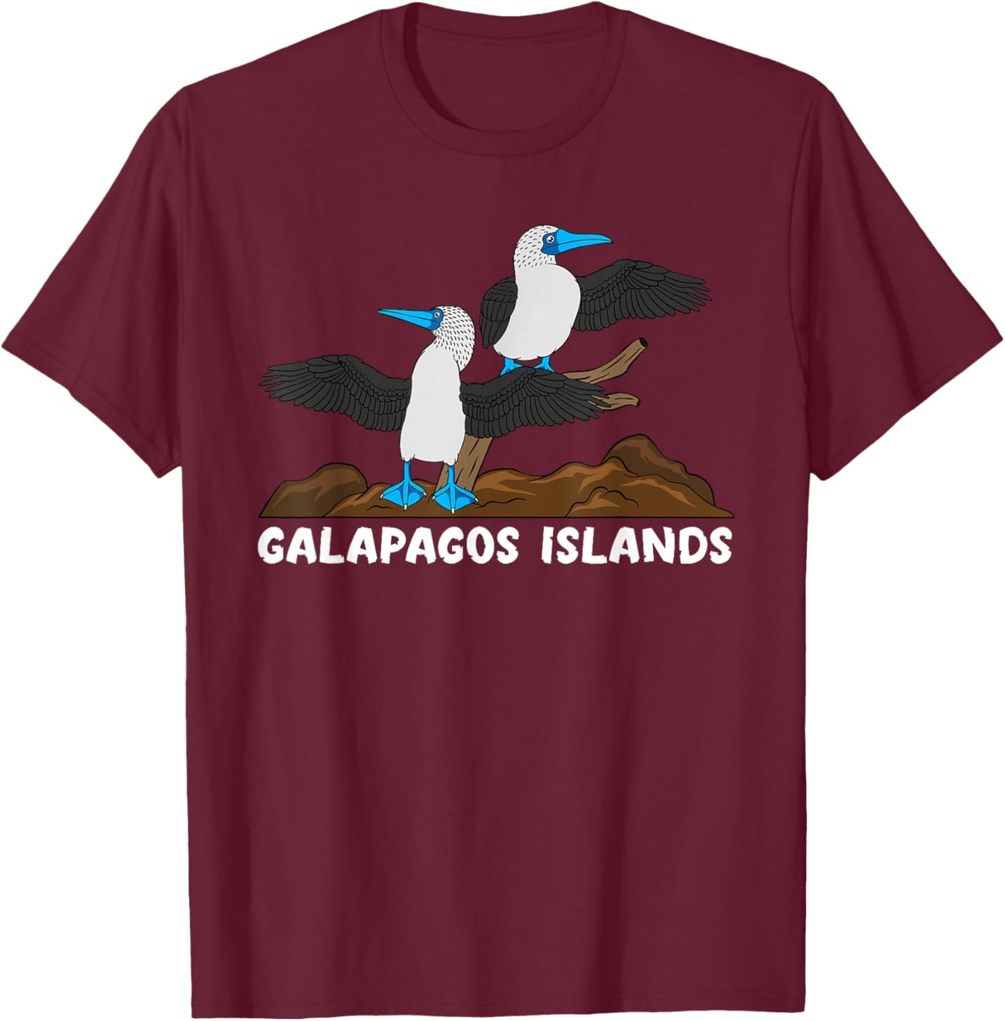 Galapagos Islands Seabirds Blue-footed Booby Blue Feet Bird T-Shirt - T-Shirt | Maroon